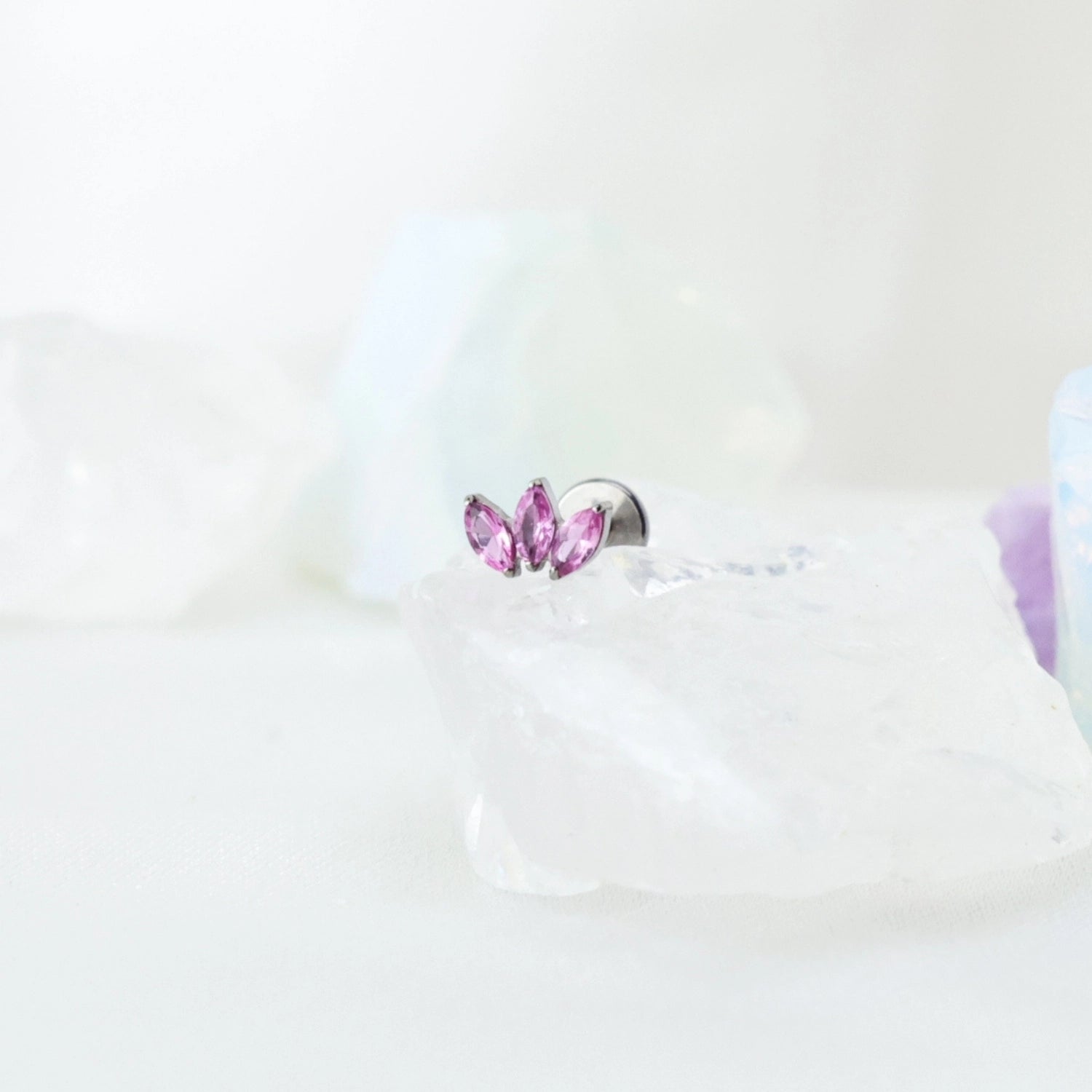 Titanium Dafni Mini Three-Petal Stud - Ruby