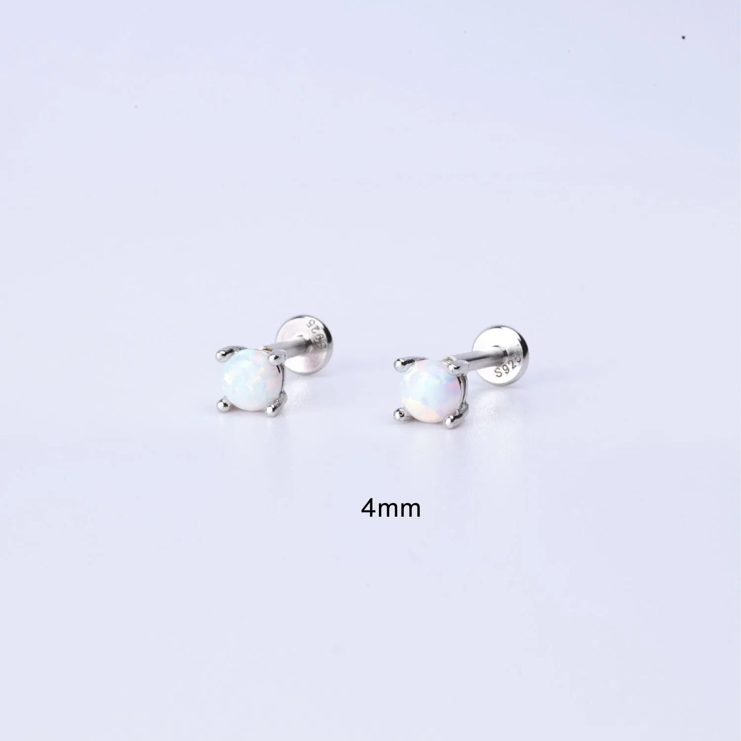 White Opal Flat Back Stud Earring Set