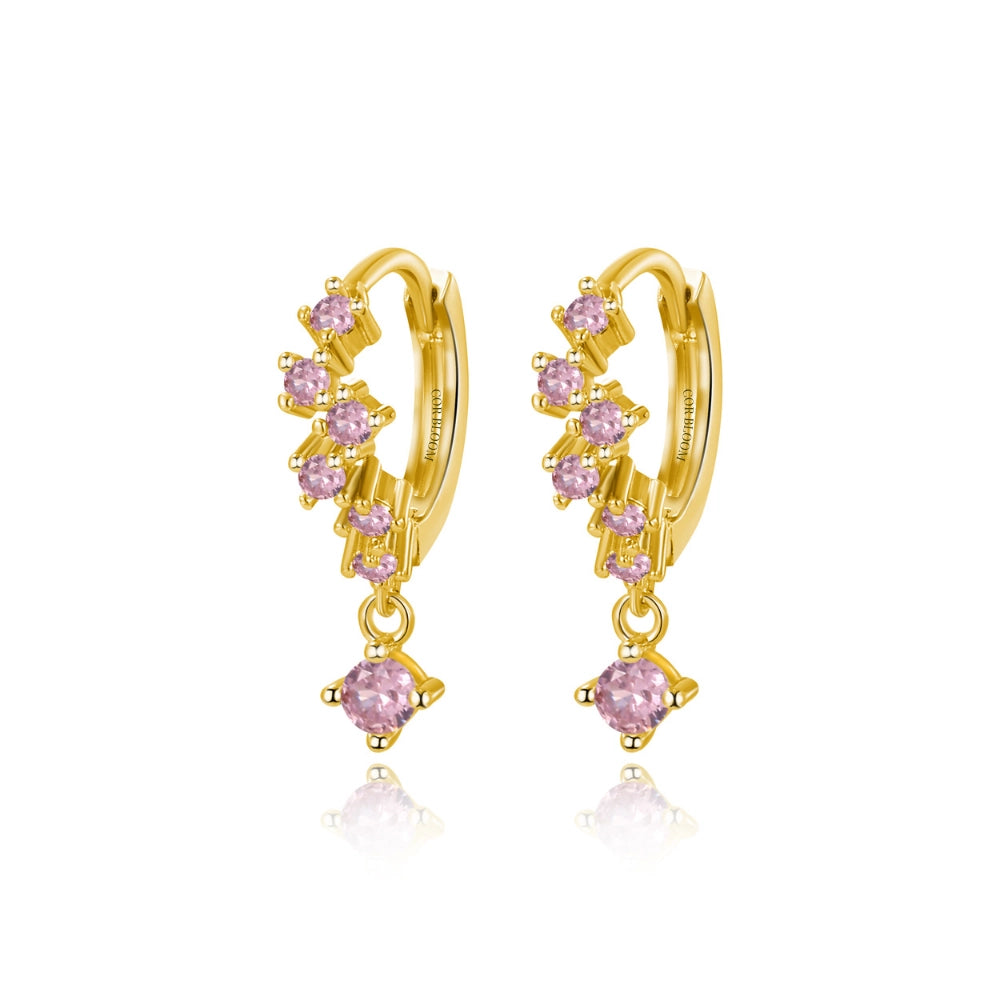 Nia Bling Cluster Hoops - Pink Tourmaline