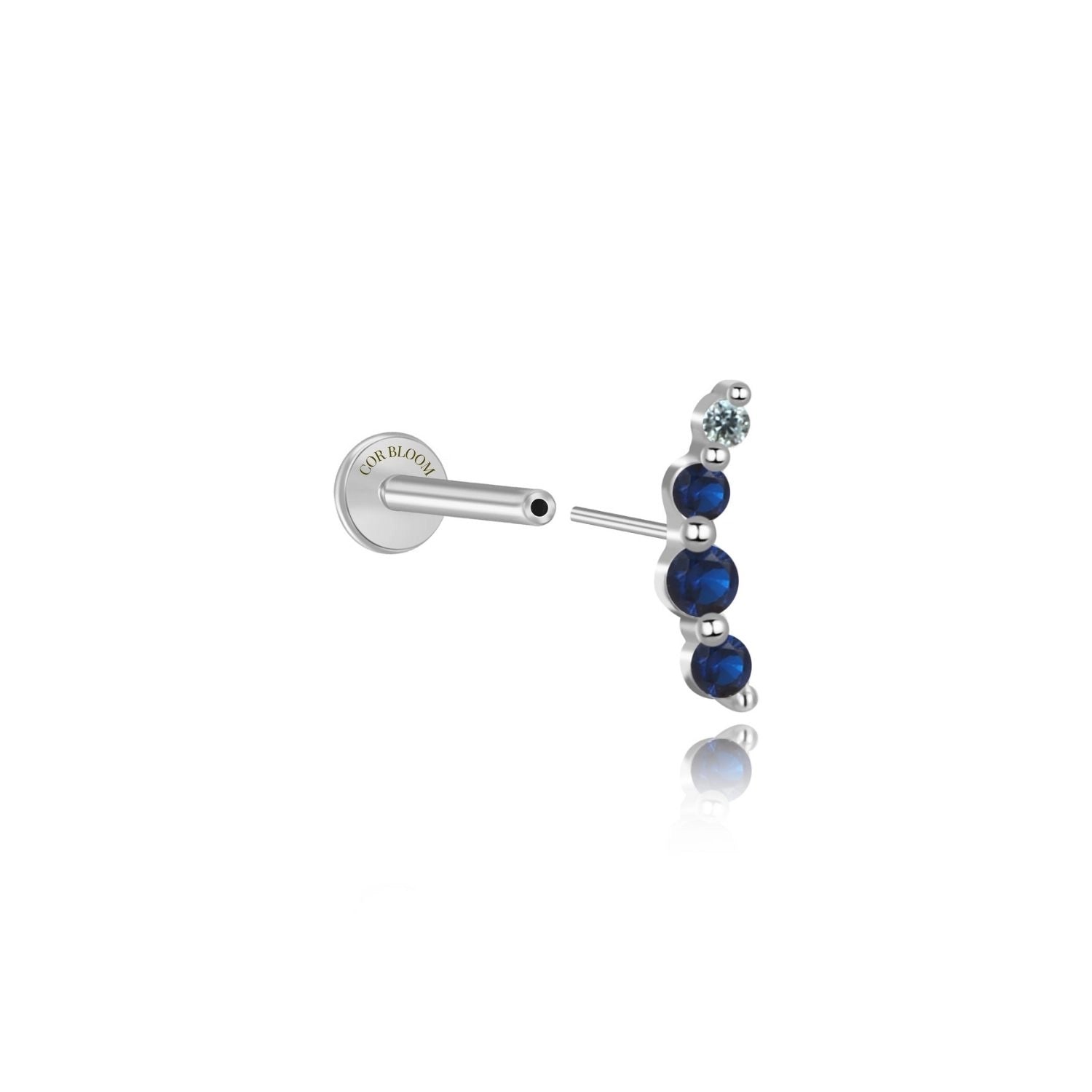 Minimal Mini Curve Stud – Blue Sapphire