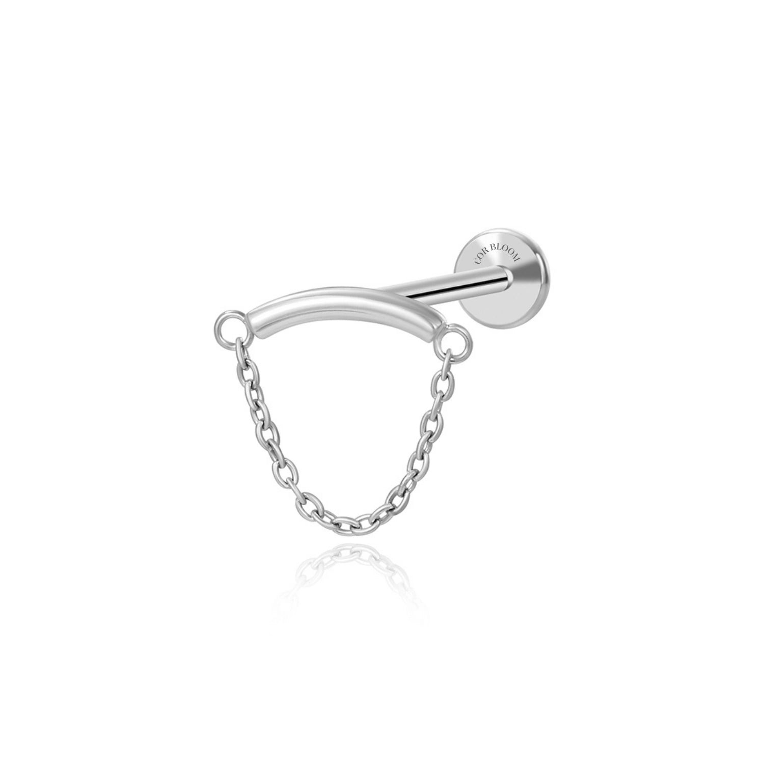 Titanium Simple Dangling Chain Flat Back Stud