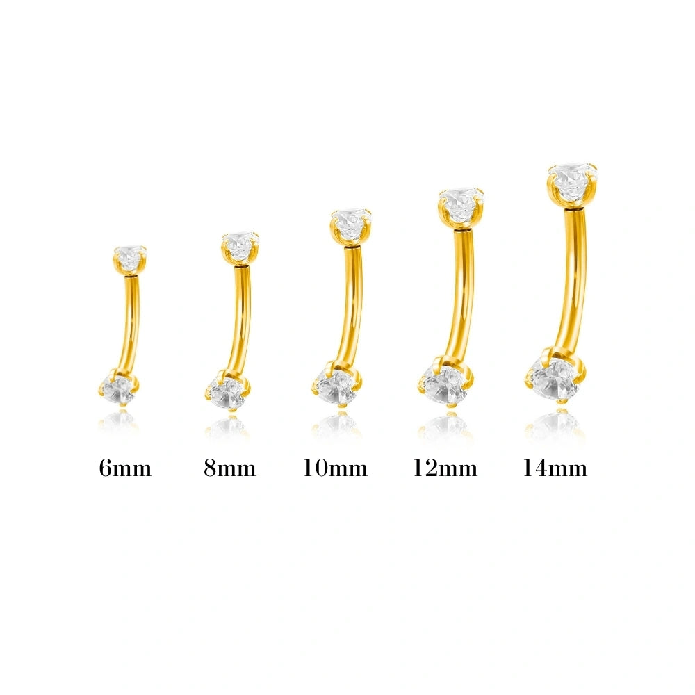 Implant-Grade Titanium Essential 3mm CZ Curved Barbell Piercing