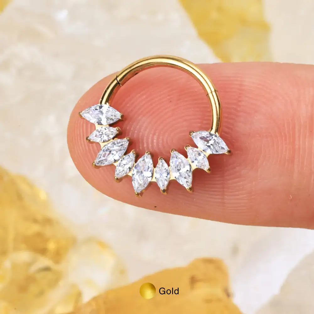 Titanium Saanvi Diamond 9-Petal Marquise Clicker