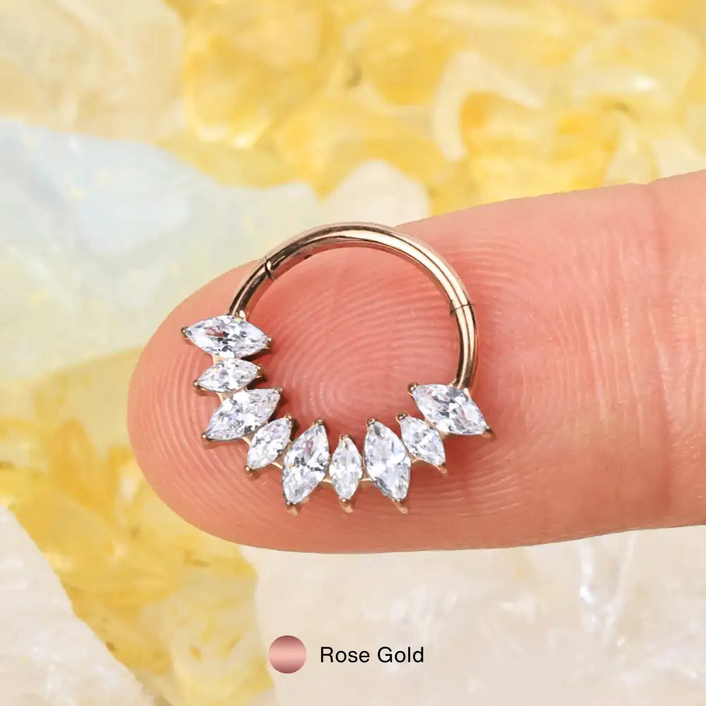 Titanium Saanvi Diamond 9-Petal Marquise Clicker