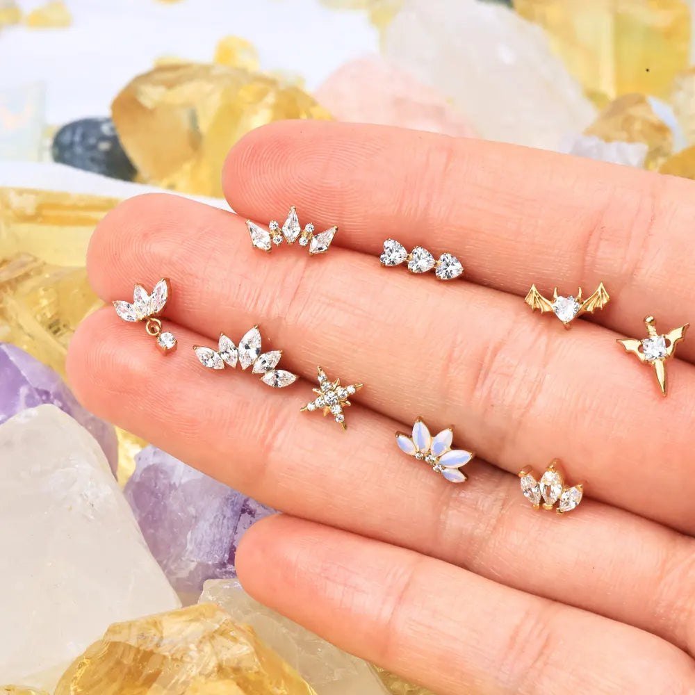 Titanium Adelpha Trio Pure White Heart Stud