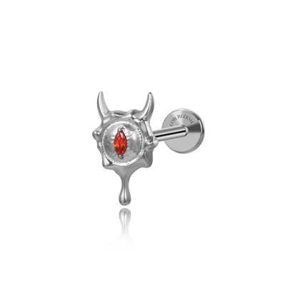 Solid Titanium Red Eye Little Devil Piercing Stud