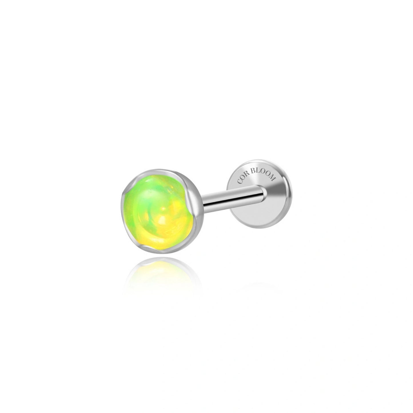 Titanium Apple Green Aurora Opal Piercing Stud