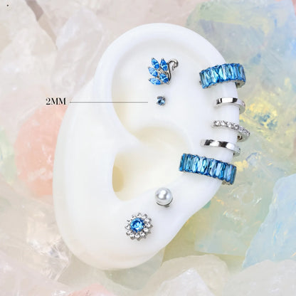 Titanium Multisize Aquamarine Piercing Stud