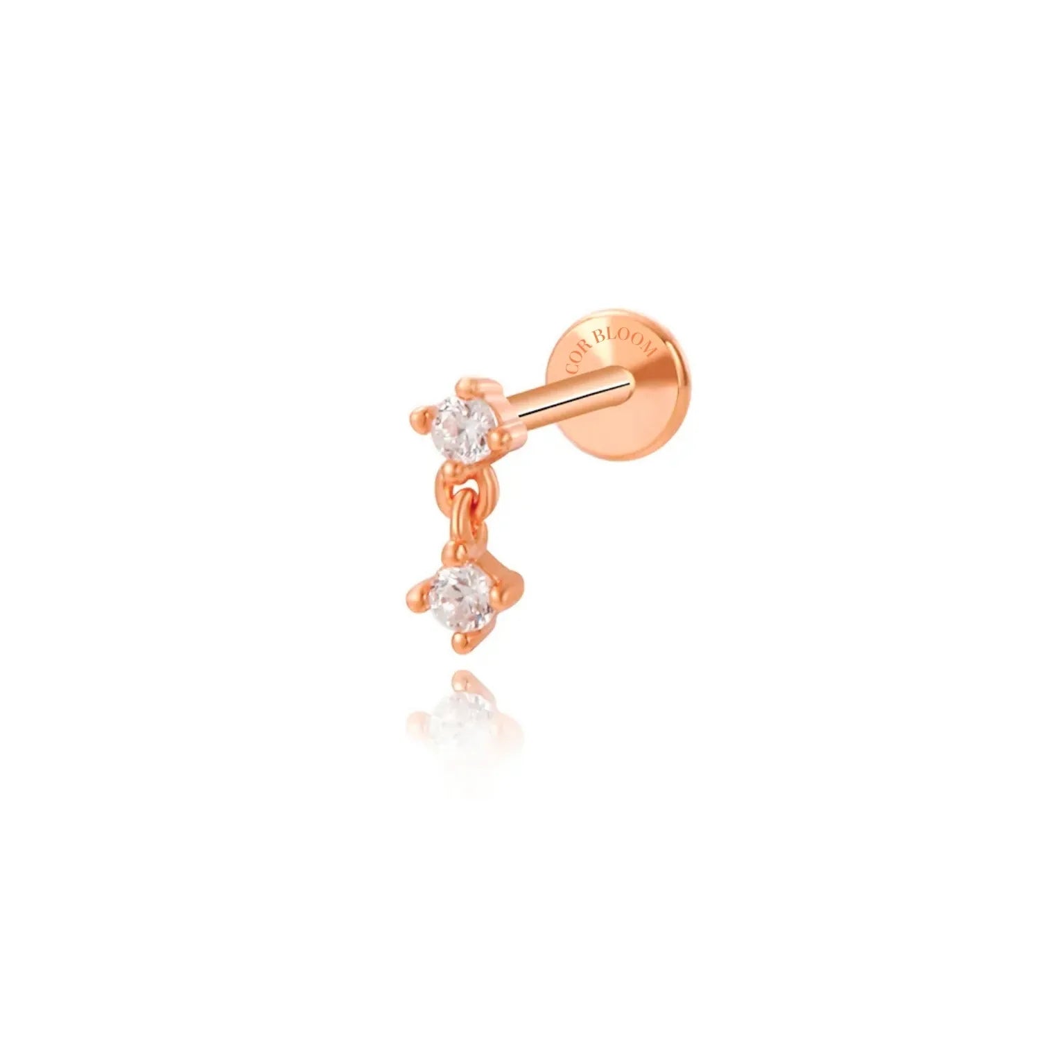 Mini Dangle Duo CZ Flat Back Stud