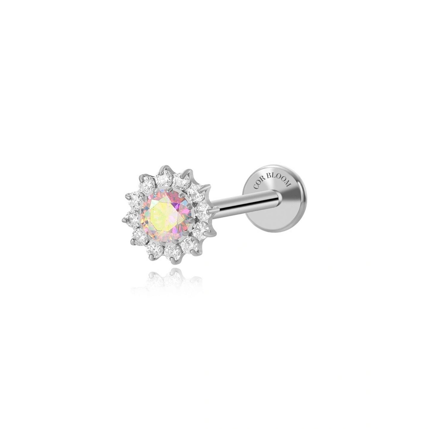 Titanium AB Aurora Sunflower Flat Back Stud