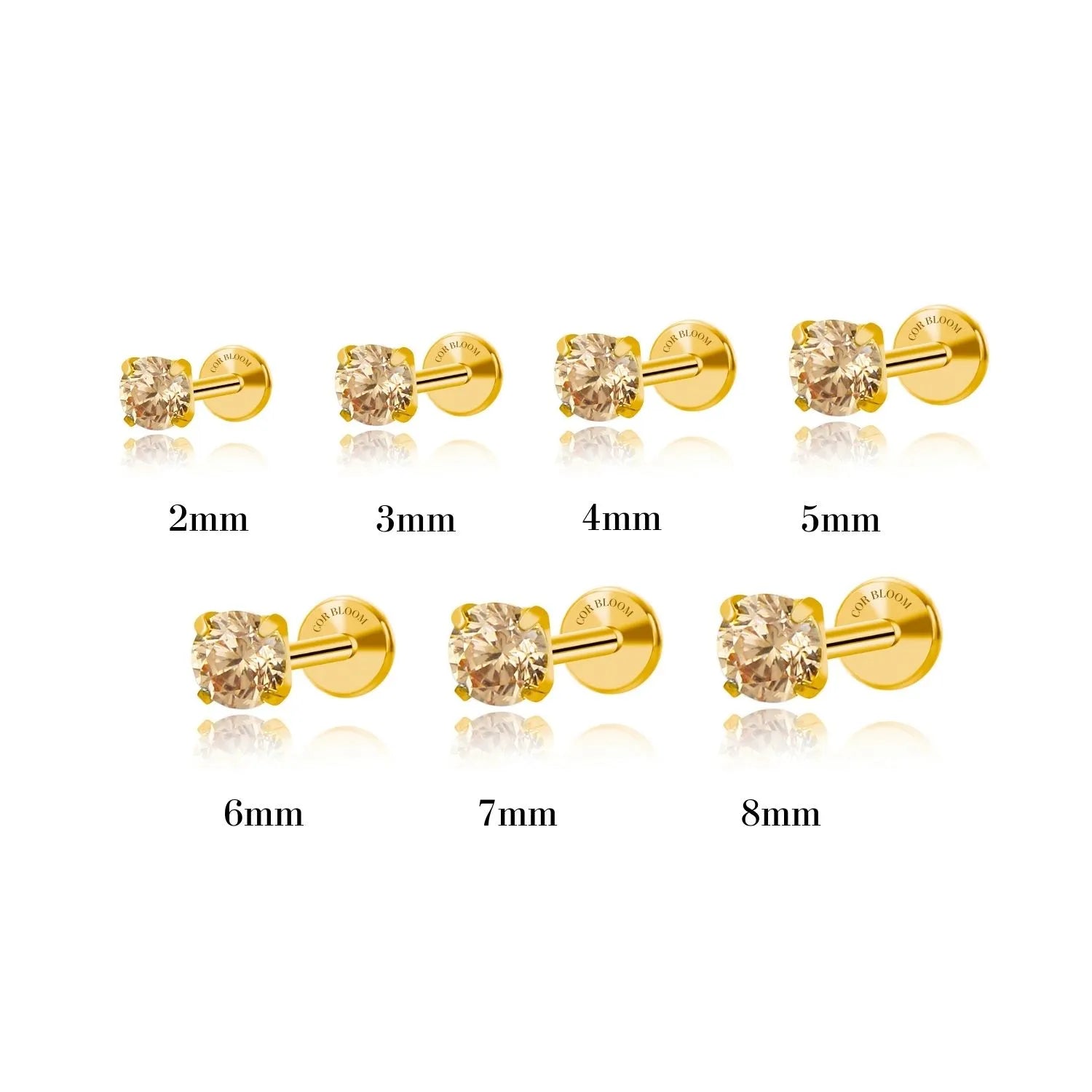 Titanium Multisize Champagne Stud (Push Pin)