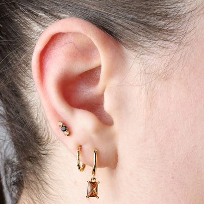 Amelia Champagne Baguette Hoop Earrings