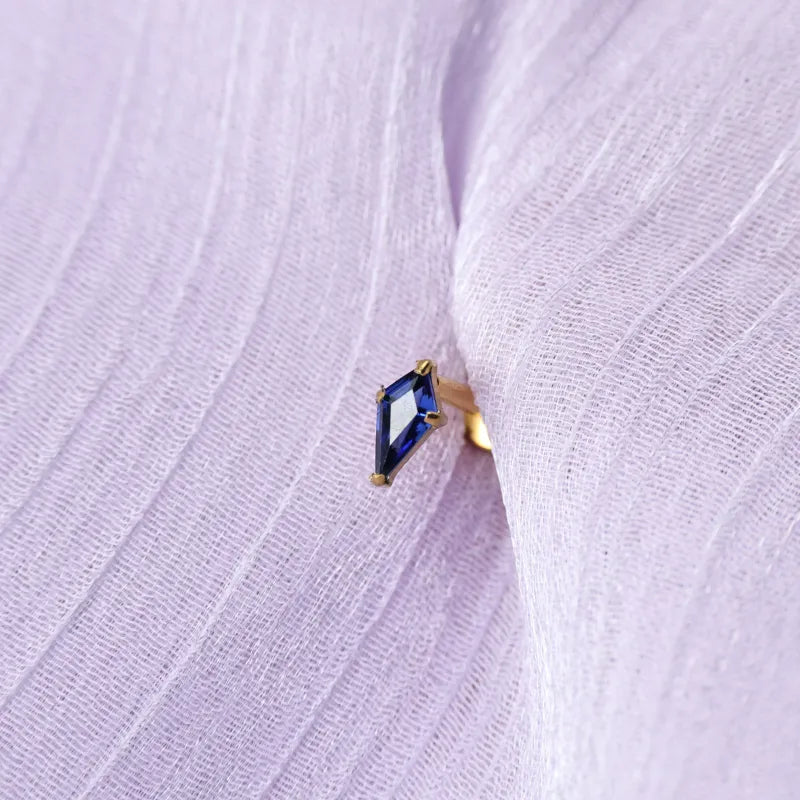 Titanium Minnie Kite-Cut Stone Flat Back Stud - Tanzanite