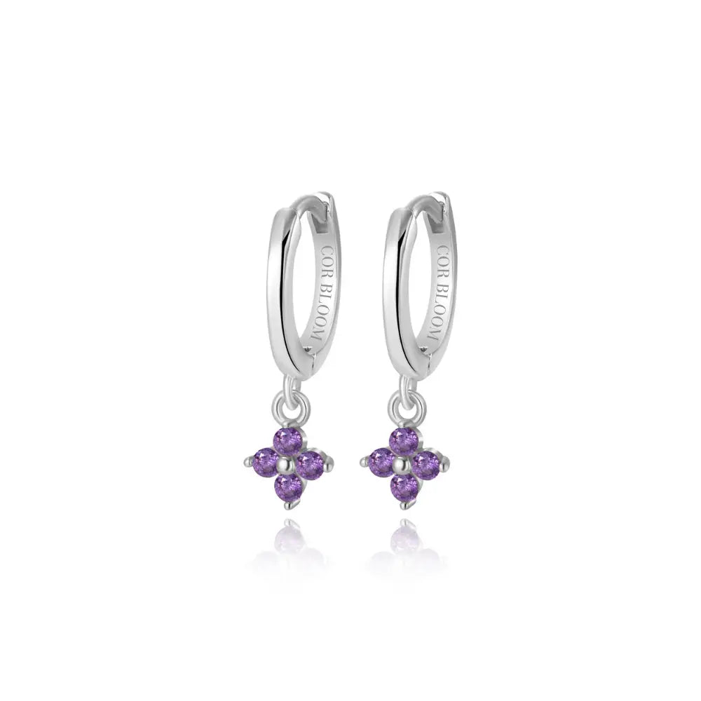 Alaiya Amethyst Four-Leaf Clover Hoop Earrings