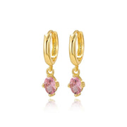 Aleia Pink Oval Stone Hoop Earrings