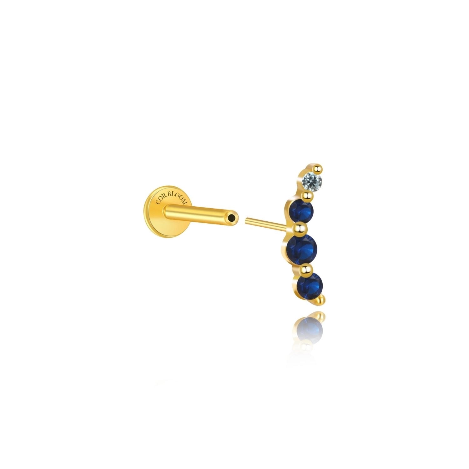 Minimal Mini Curve Stud – Blue Sapphire