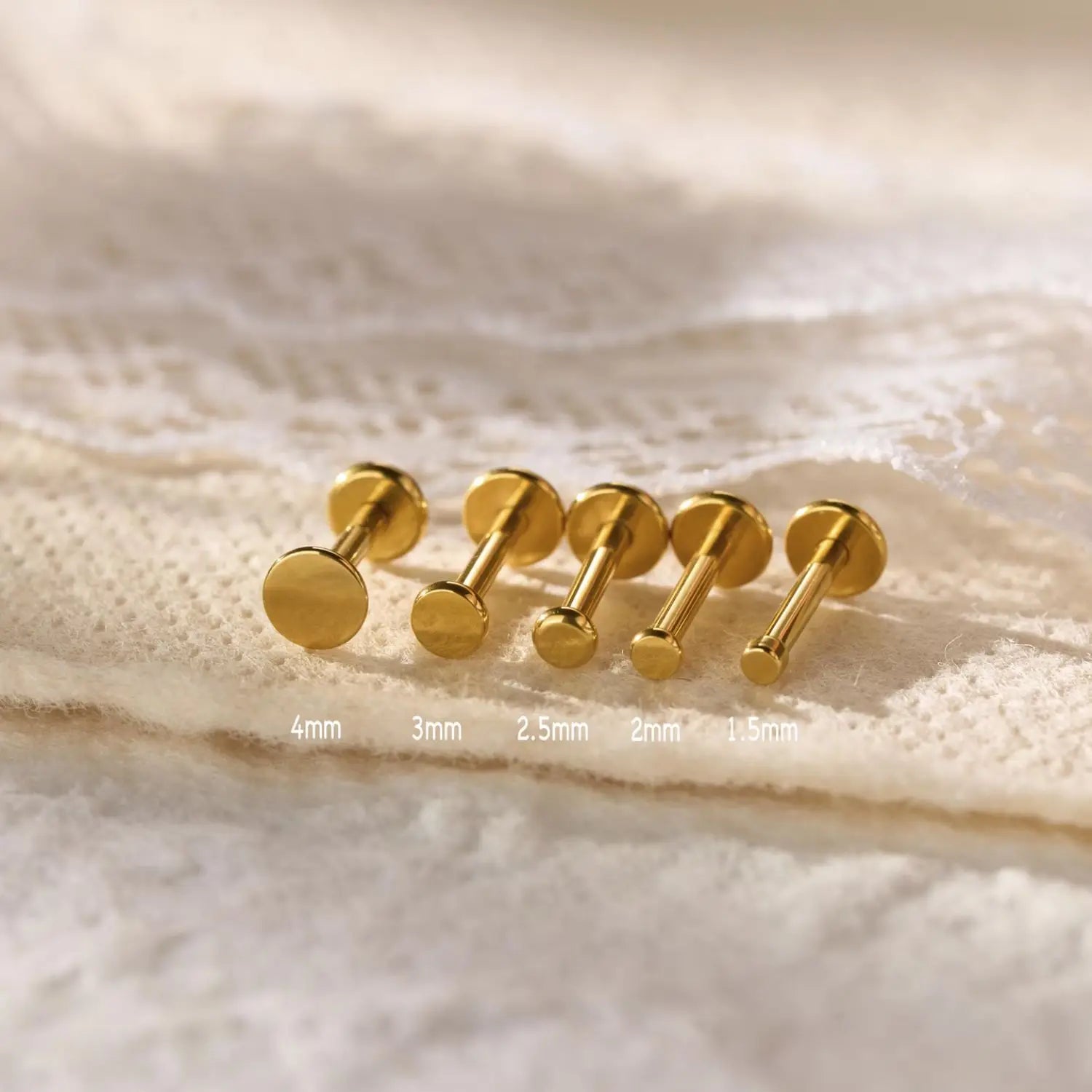 Titanium Minimal Solid Disc Push Pin Flat Back Stud