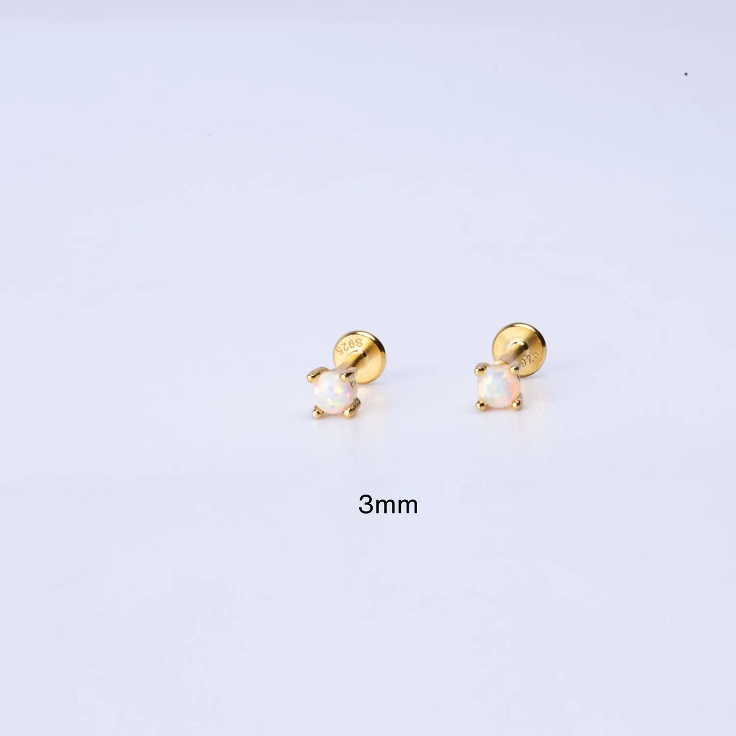 White Opal Flat Back Stud Earring Set