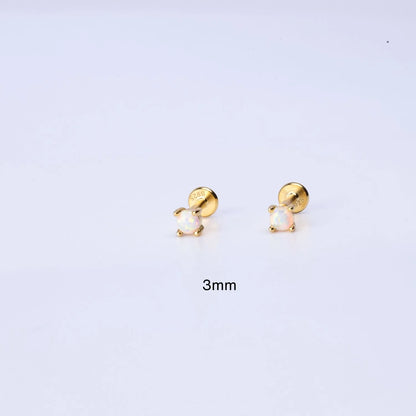 White Opal Flat Back Stud Earring Set