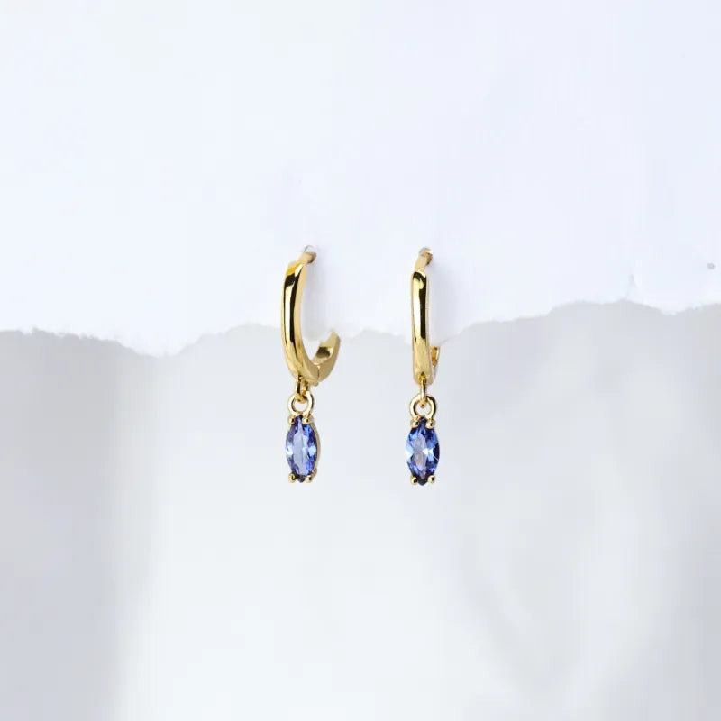 Doris Tanzanite Marquise Charm Hoop Earrings