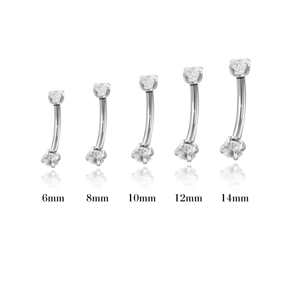 Implant-Grade Titanium Essential 3mm CZ Curved Barbell Piercing