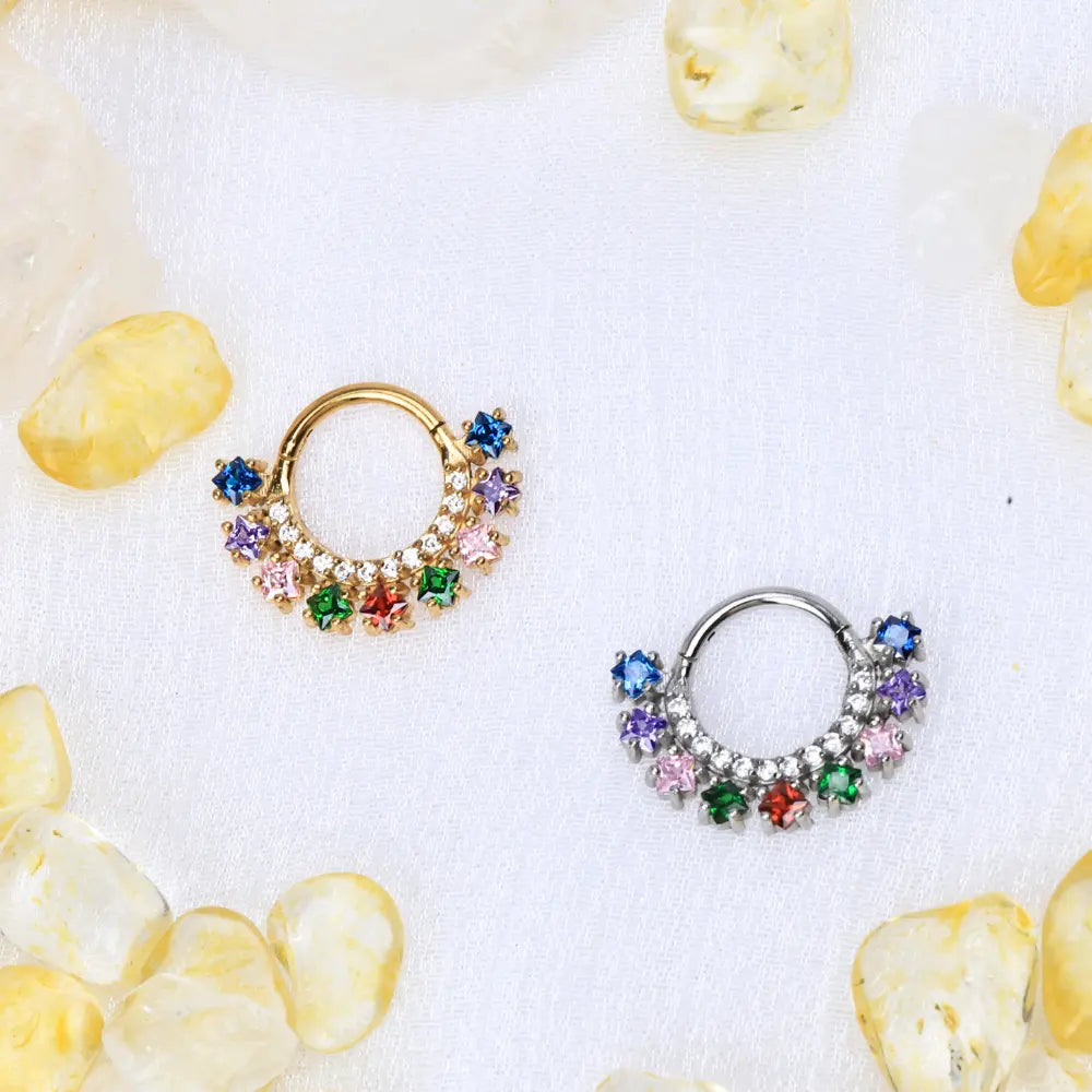 Vada Rainbow Square-Cut Gemstone Clicker