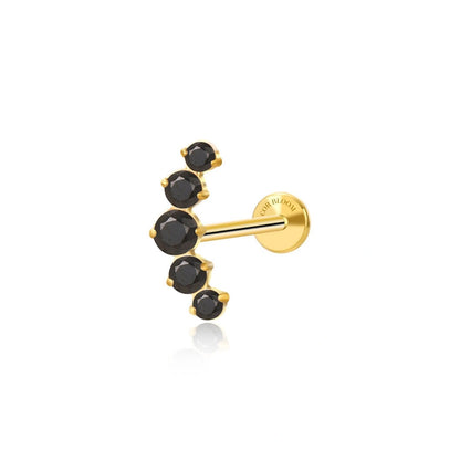 Titanium Five Black Gemstone Cluster Flat Back Stud