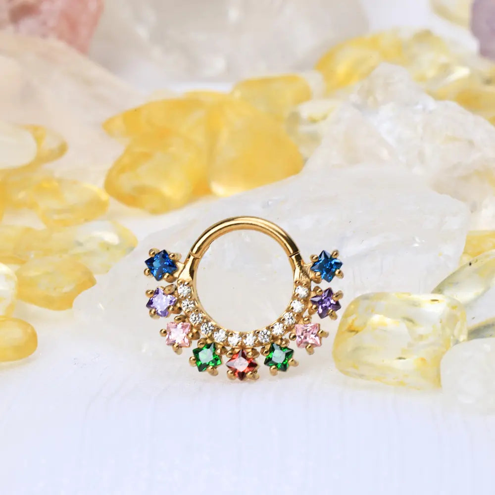 Vada Rainbow Square-Cut Gemstone Clicker