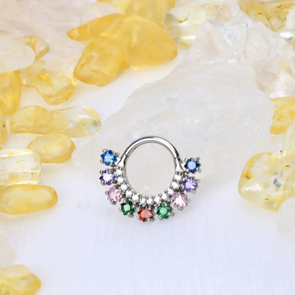 Vada Rainbow Square-Cut Gemstone Clicker