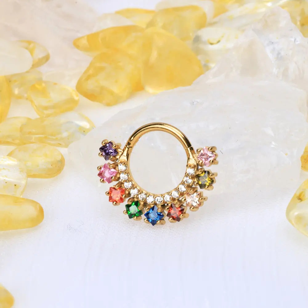 Akira Rainbow Square-Cut Gemstone Clicker