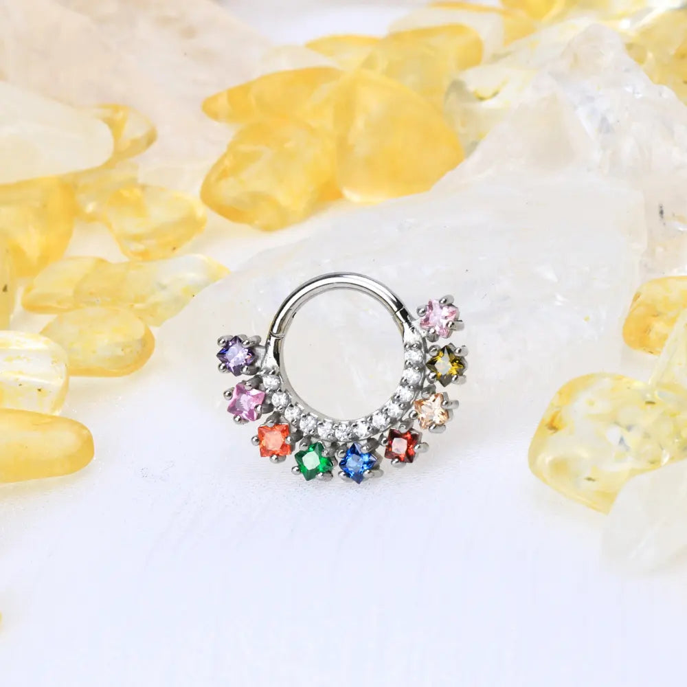 Akira Rainbow Square-Cut Gemstone Clicker