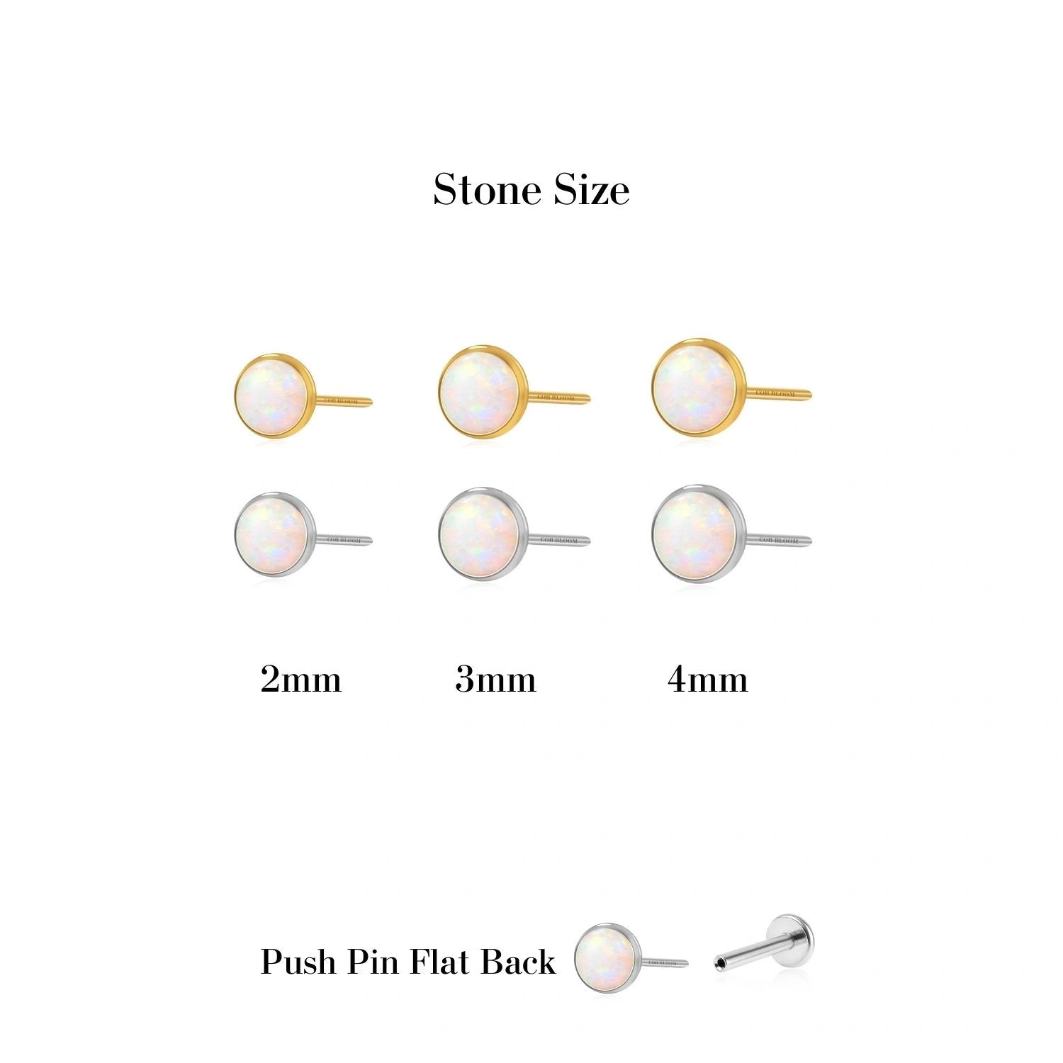 Titanium White Opal Push Pin Piercing Stud