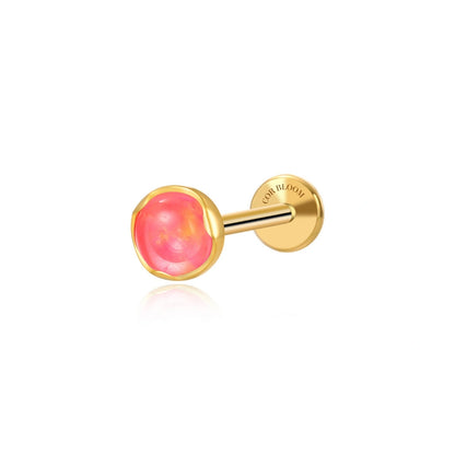 Titanium Ripe Cherry Ruby Aurora Opal Piercing Stud