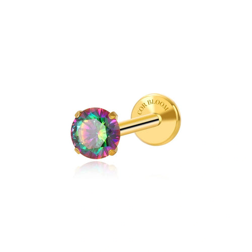 Titanium Multisize Dark Iridescent Gemstone Piercing Stud