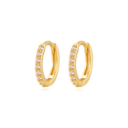 Arya Champagne Pave Hoop Earrings