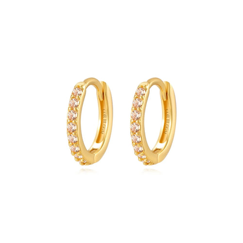 Arya Champagne Pave Hoop Earrings