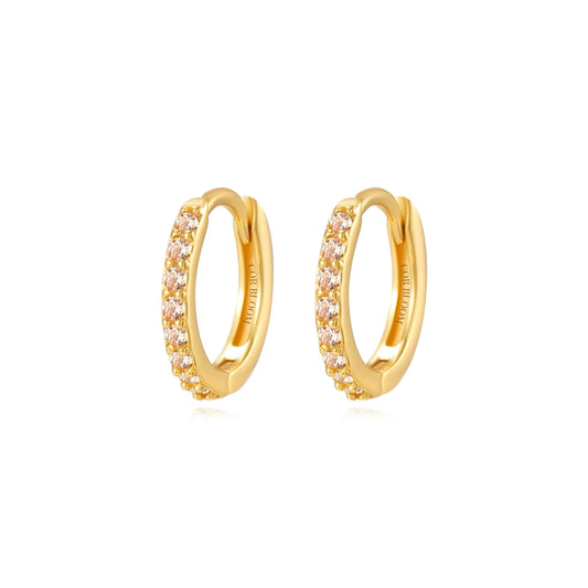 Arya Champagne Pave Hoop Earrings