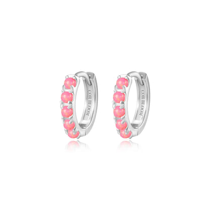 Yianna Pink Opal Hoop Earrings