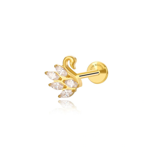 Titanium Diamond Swan Flat Back Stud