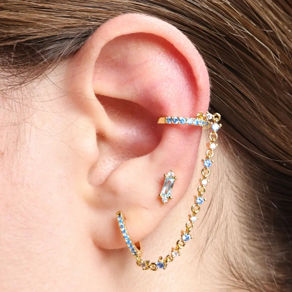 Abrielle Sparkling Chain Earring - Aquamarine Ocean Breeze