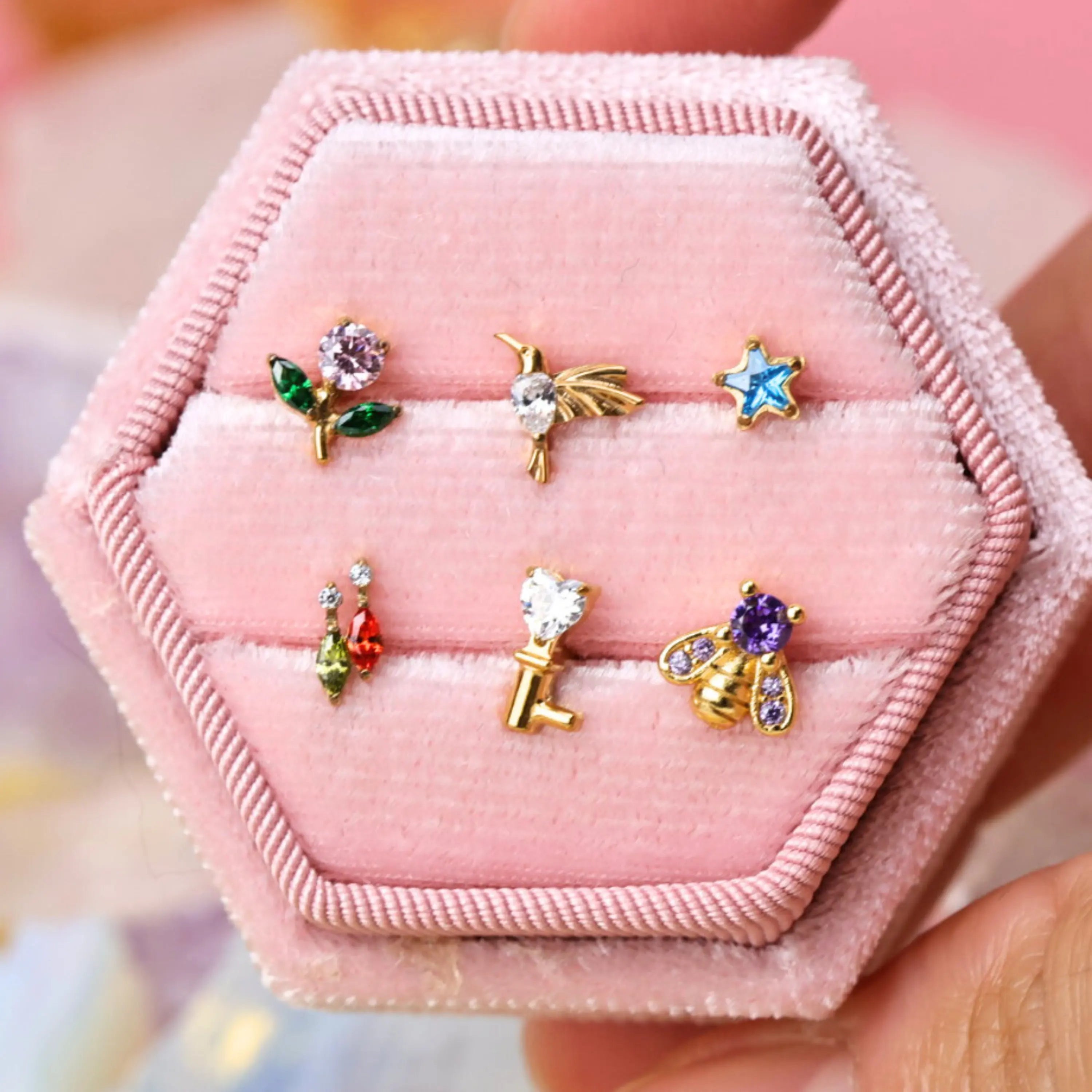 Titanium Clare Small Aquamarine Star Flat Back Stud
