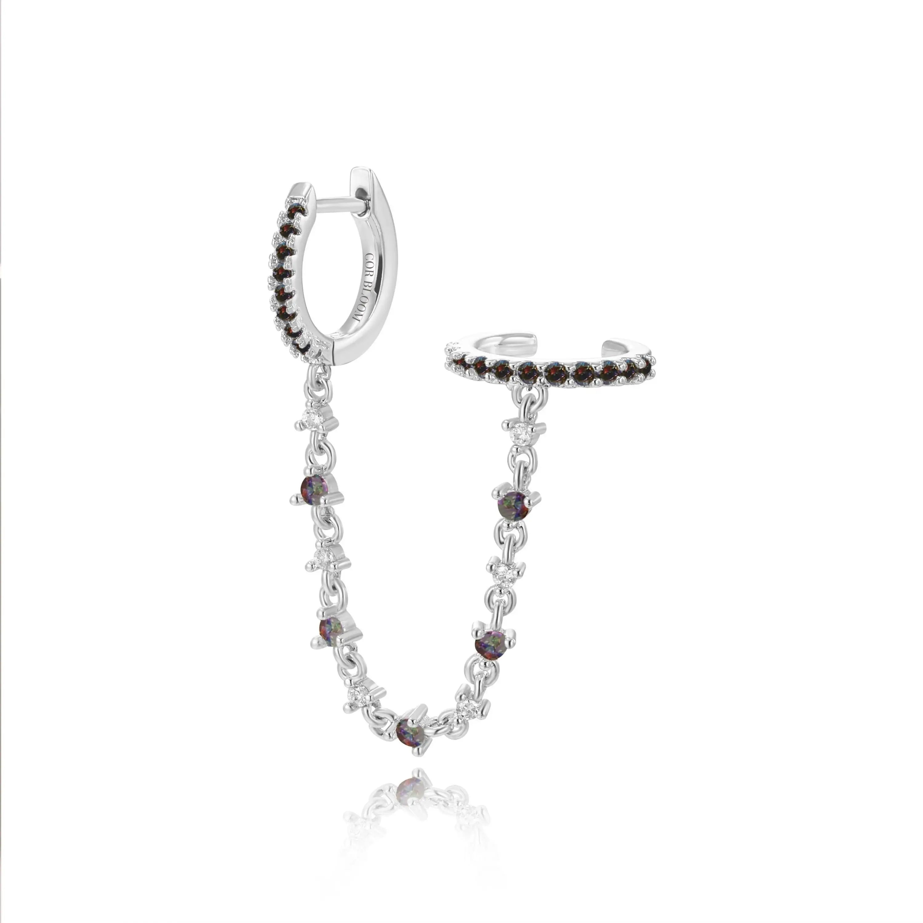 Abrielle Sparkling Chain Earring - Dark Iridescent