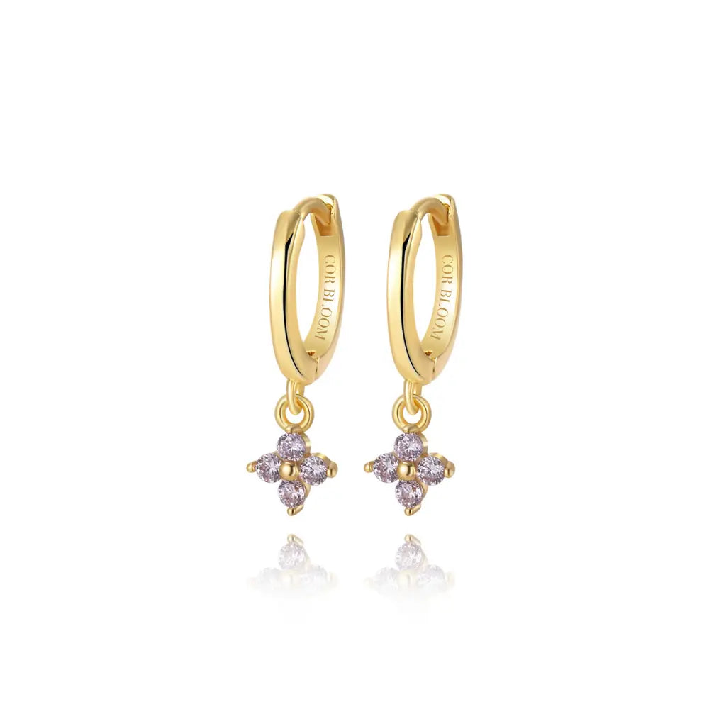 Alaiya Light Amethyst Four-Leaf Clover Hoop Earrings