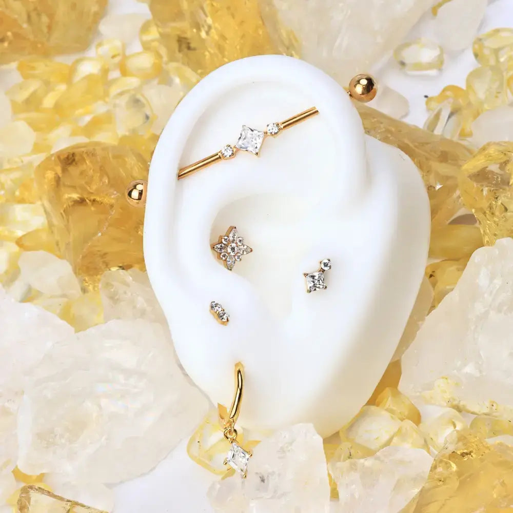 Titanium Edith Mini Duo Diamond Flat Back Stud