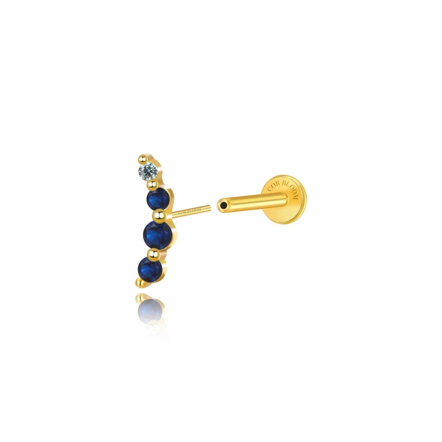 Minimal Mini Curve Stud – Blue Sapphire