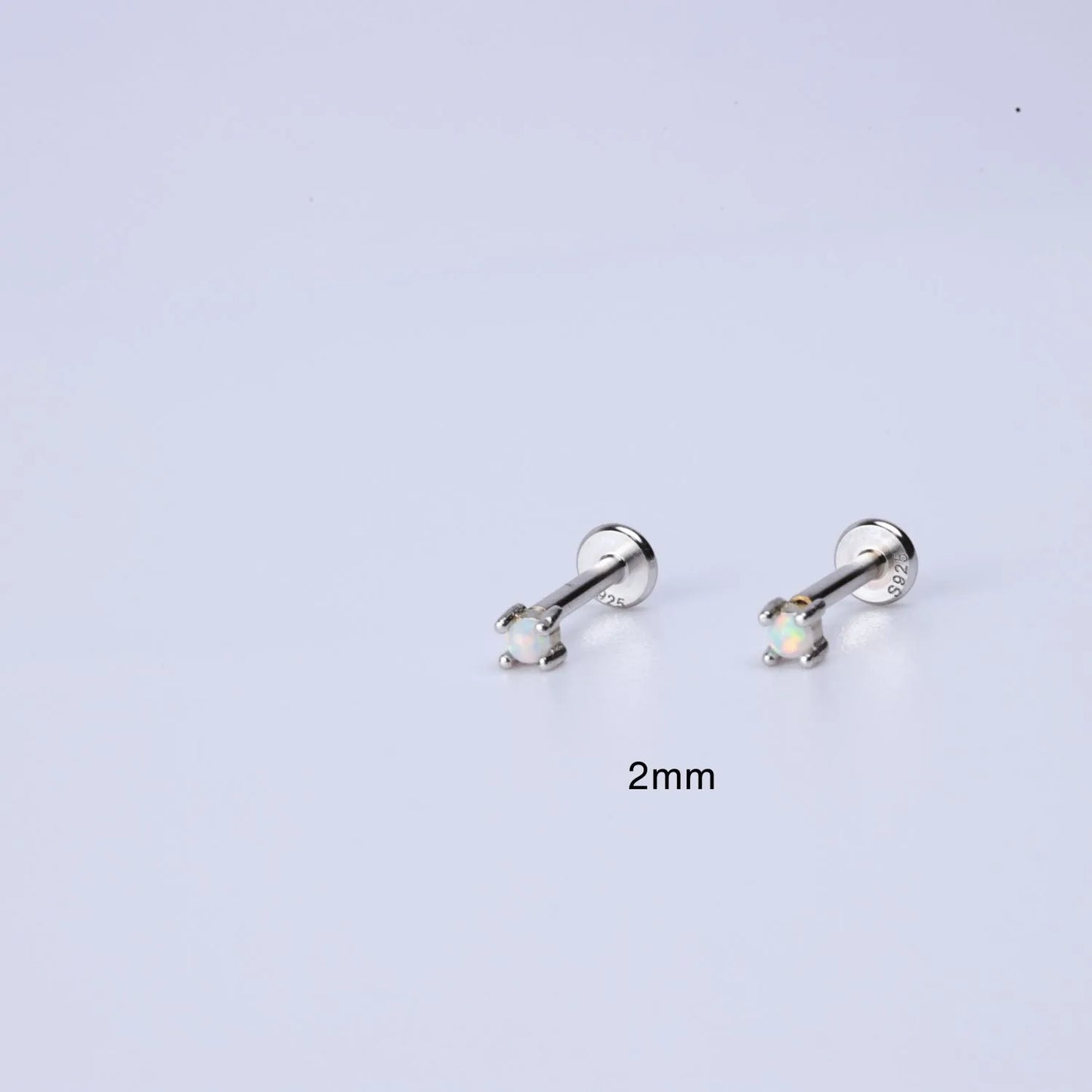 White Opal Flat Back Stud Earring Set