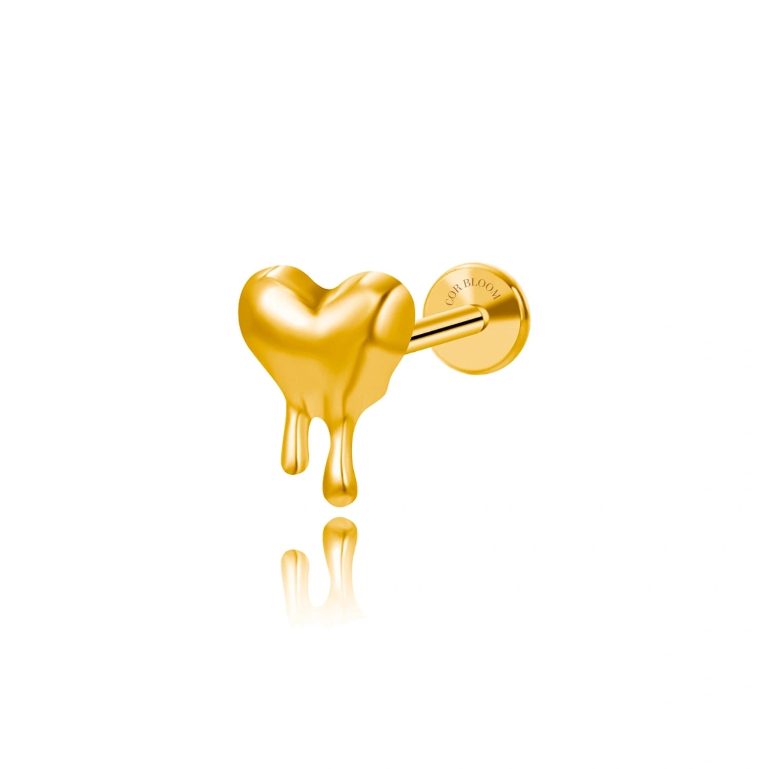 Titanium Dripping Heart Piercing Stud