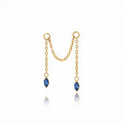 Titanium Holly Duo Marquise Cartilage Chain - Blue Sapphire