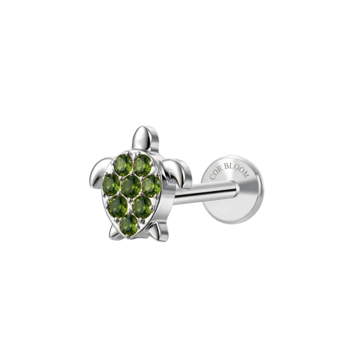 Titanium Peridot Sea Turtle Stud