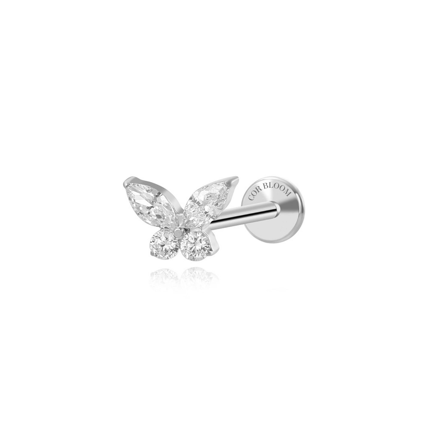 Titanium Crystal Butterfly Piercing Stud